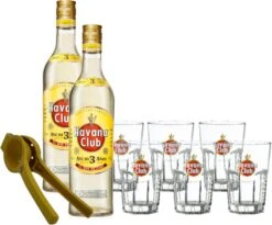 Havana Club 3 Jahre 2x 0,7 Liter Mit 6 Gläsern & Limettenpresse