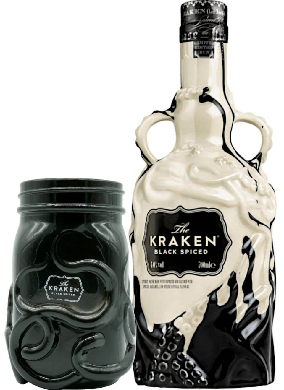 Kraken Spiced Black & White Keramik Bottle 0,7 Liter Mit Glas 1 Kraken Spiced Black & White Keramik Bottle 0,7 Liter Mit Glas