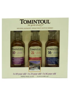 Tomintoul Whisky Tri Pack 3x 0,05 Liter -Alkohol Förderung Tomintoul Tri Pack geschlossen