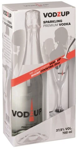 VODZUP Sparkling Premium Vodka 0.7l In Geschenkpackung Mit Glas